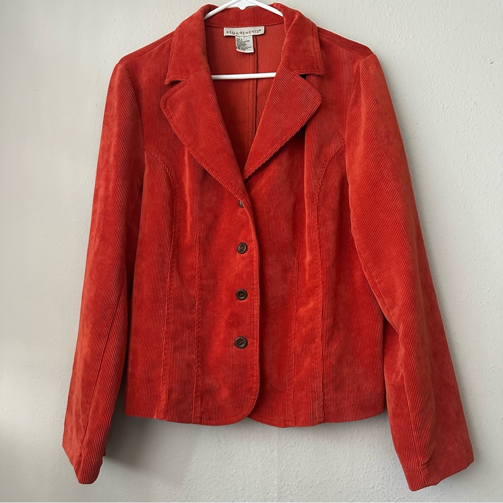 Rust Orange Button Down Corduroy Jacket - image 1
